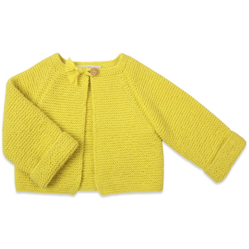 Gilet bébé Arlette tricoté main jaune (4 ans : 104 cm) Mamy Factory