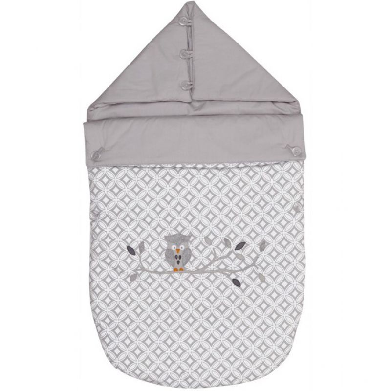 Nid d'ange passe sangle Owl Hibou gris (80 cm) Taftan