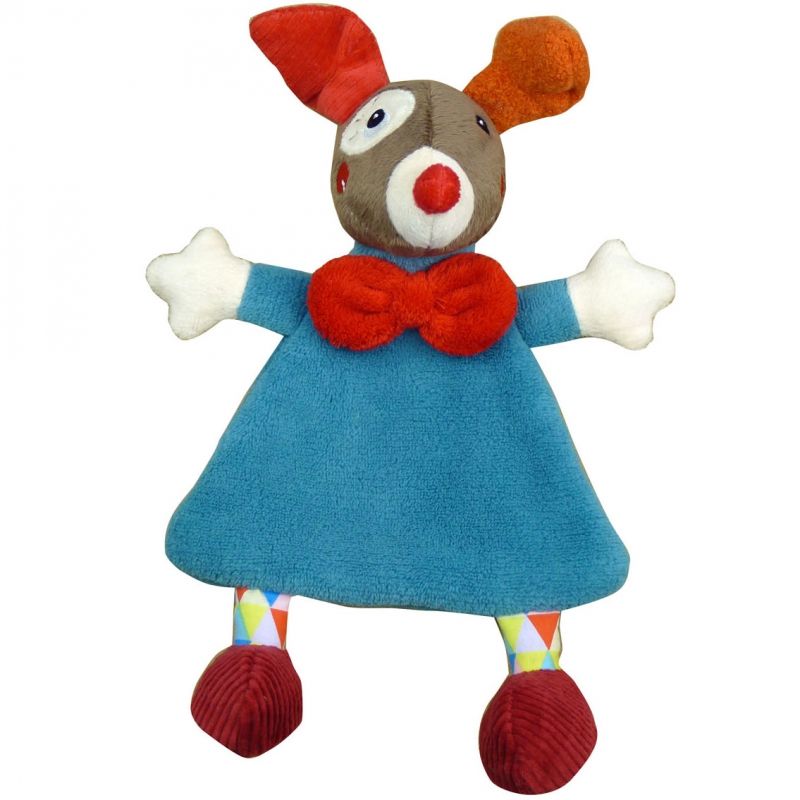 Doudou plat Gustave le clown bleu Magic Circus (29 cm) Ebulobo