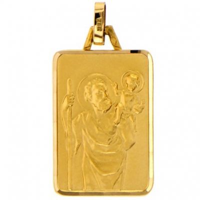 Médaille rectangulaire Saint Christophe 20 mm (or jaune 750°) Premiers Bijoux