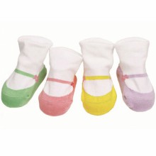 Lot de 4 chaussettes Babies pastel fond blanc (0-12 mois)  par Baberoo