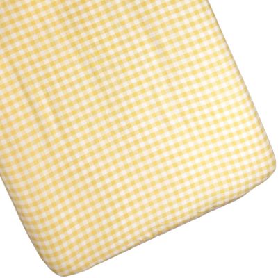 Drap housse percale de coton Vichy Tournesol (50 x 83 cm)