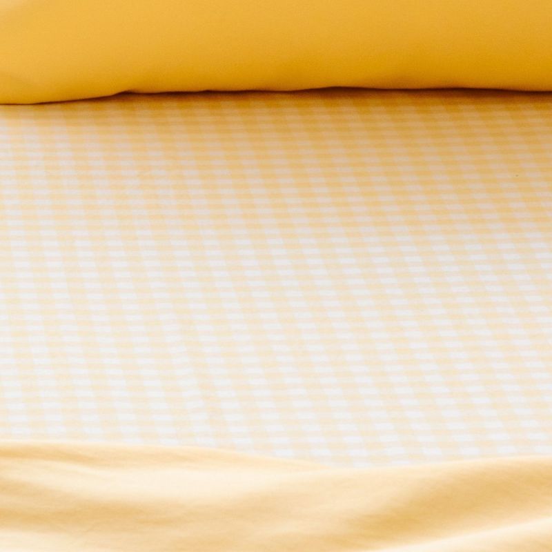 Drap housse percale de coton Vichy Tournesol (50 x 83 cm) Kadolis Ambiance 5