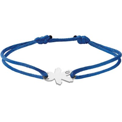 Bracelet cordon bleu électrique petit garçon 15 mm (or blanc 750°)