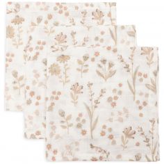 Lot de 3 mini langes en gaze de coton Bloomy (31 x 31 cm) - Jollein
