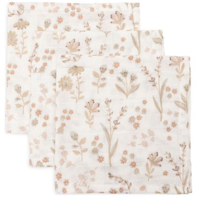 Lot de 3 mini langes en gaze de coton Bloomy (31 x 31 cm) Jollein