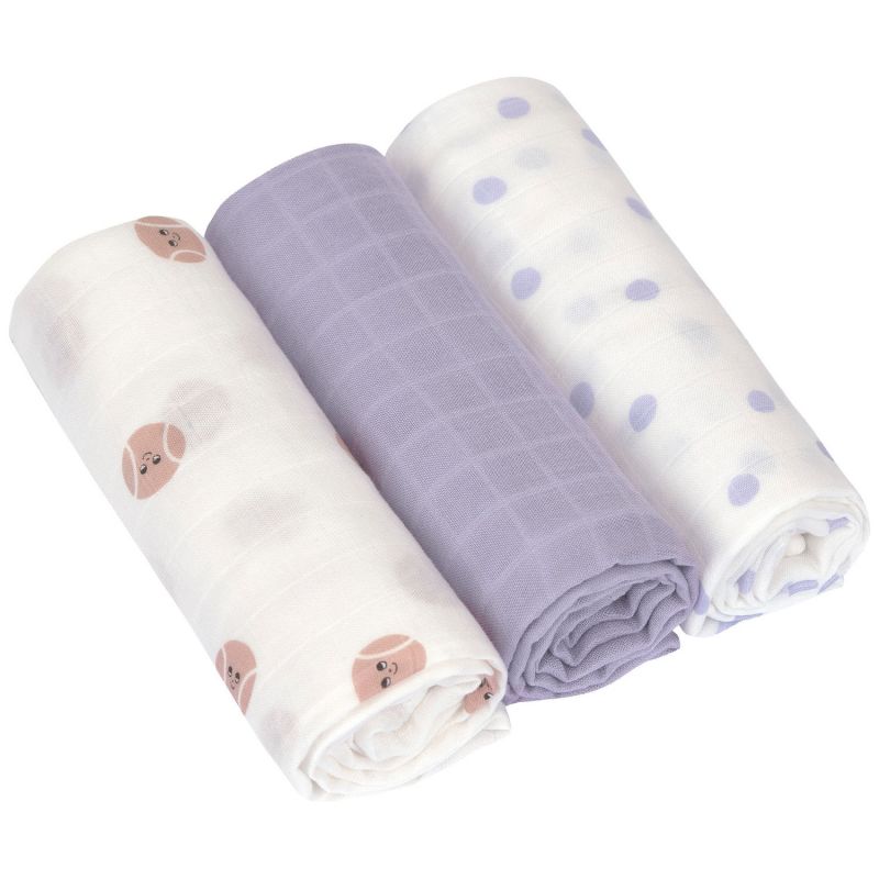 Lot de 3 langes doux Tiny Team lilas (80 x 80 cm) Lässig Produit 1
