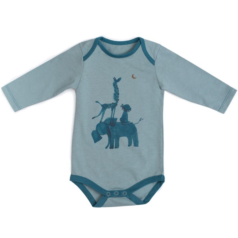Body en coton savane Babou bleu Sous mon baobab (12 mois) Moulin Roty