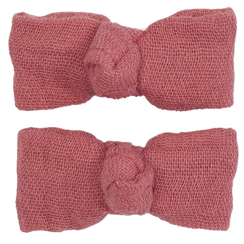 Lot de 2 barrettes noeuds marsala BB & Co