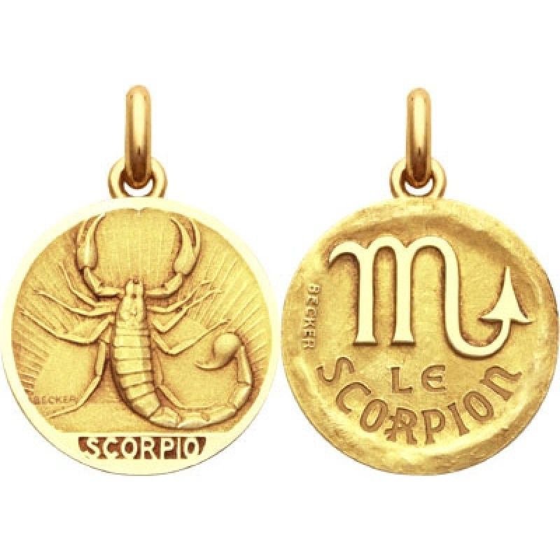 Médaille signe Scorpion avec revers (or jaune 750°) Becker