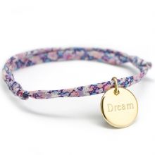 Bracelet cordon liberty Kids médaille ronde avec fermoir personnalisable (plaqué or)  par Petits trésors