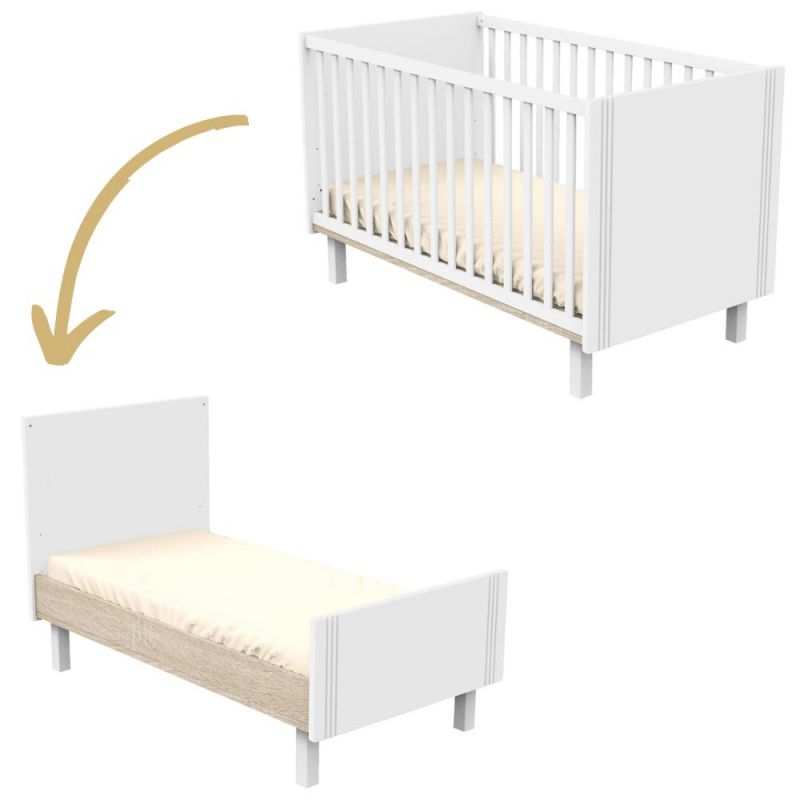 Lit bébé évolutif Little big bed Eleonore blanc (70 x 140 cm) Sauthon mobilier
