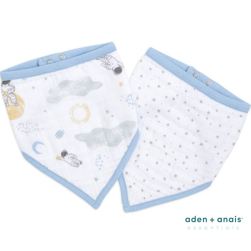 Lot de 2 bavoirs bandanas en coton Space Explorers aden + anais
