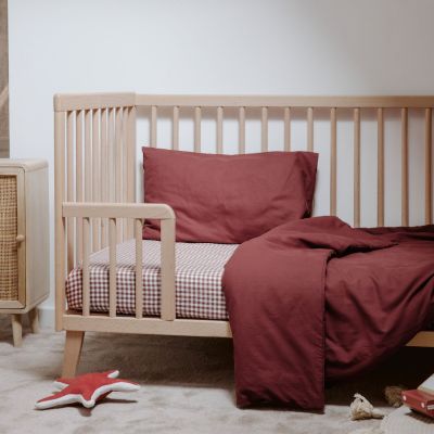 Drap housse percale de coton Vichy Sienne (60 x 120 cm)