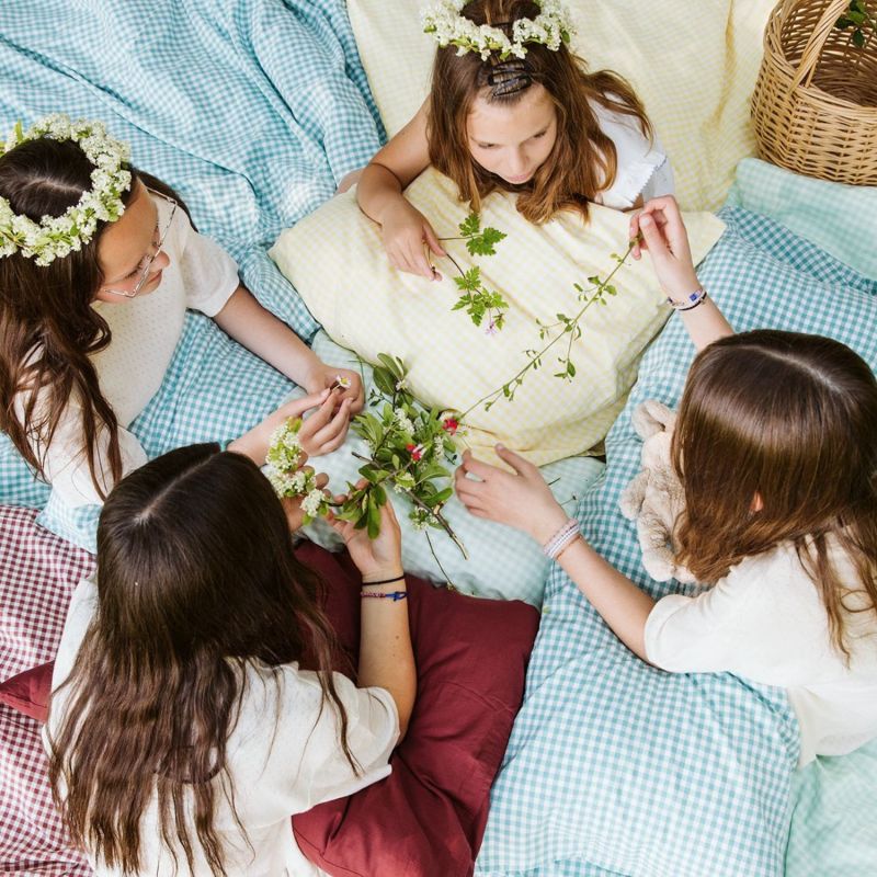 Drap housse percale de coton Vichy Sienne (60 x 120 cm) Kadolis Ambiance 6