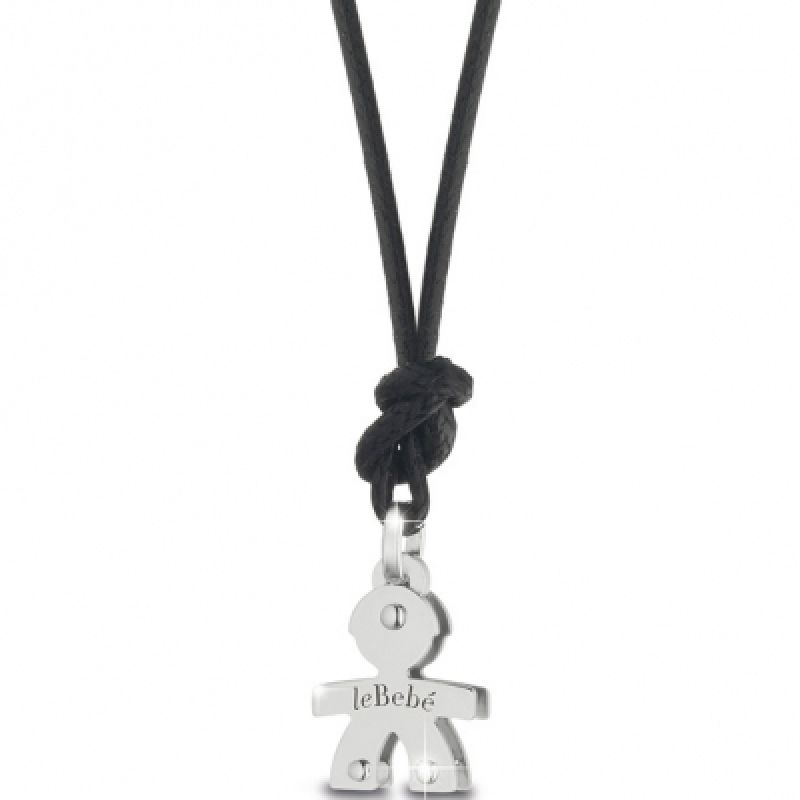 Pendentif sur cordon Mini garçon (or blanc 375°) leBebé