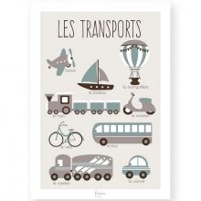 Affiche éducative A3 Les Transports bleu  par Kanzilue