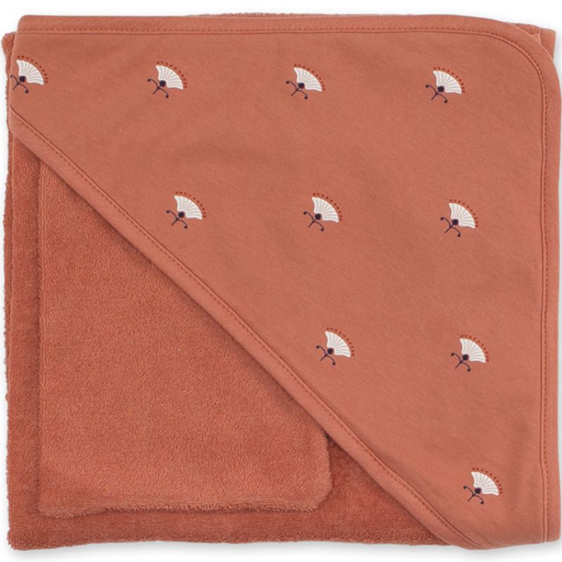 Cape de bain + gant Odete terracotta (90 x 90 cm) Bemini