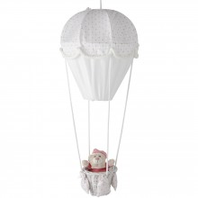 Lampe montgolfière imprimé étoiles rose et blanc   par Domiva