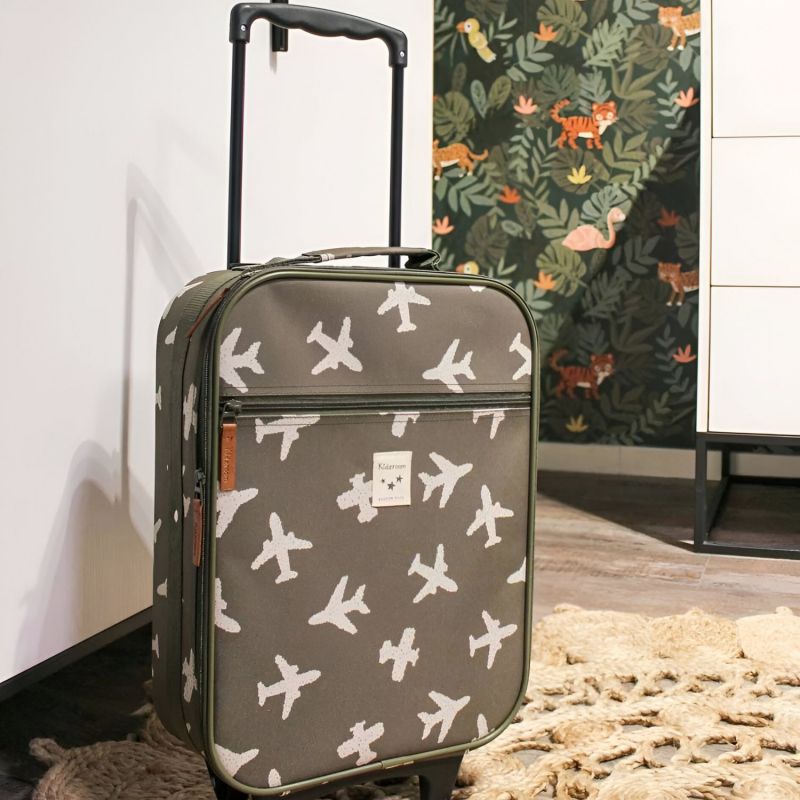 Valise à roulettes enfant Avions kaki Kidzroom Ambiance 7