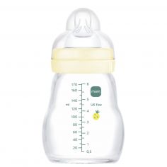 Biberon verre 170 ml Pattern fruit jaune - Tétine Débit 2