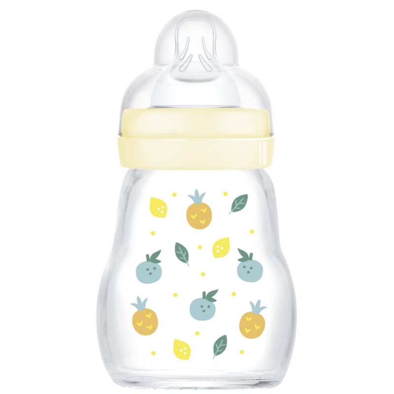 Biberon verre 170 ml Pattern fruit jaune - Tétine Débit 2 MAM Produit 1
