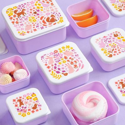 Lot de 4 boîtes à goûter Fleurs du jardin