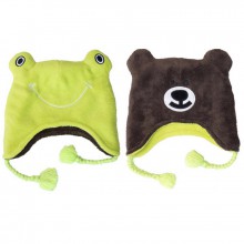 Bonnet  réversible grenouille et ours (3 - 8 ans)  par FlapJack Kids