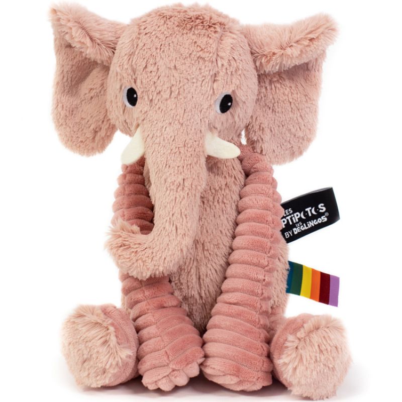 Peluche Les Ptipotos Dimoitou l'éléphant rose (26 cm) Les Déglingos