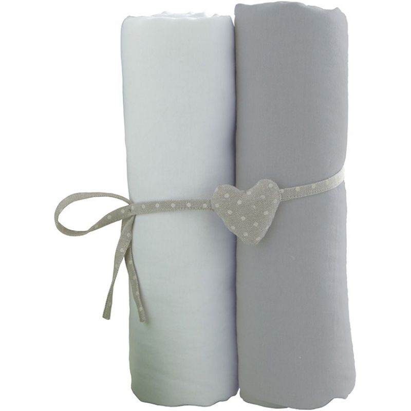 Lot de 2 draps housses blanc et gris (70 x 140 cm) Babycalin