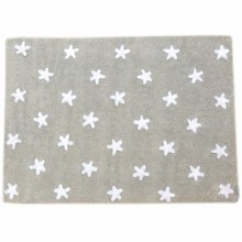 Tapis enfant souple lin étoiles blanches (120 x 160 cm)  par Lorena Canals