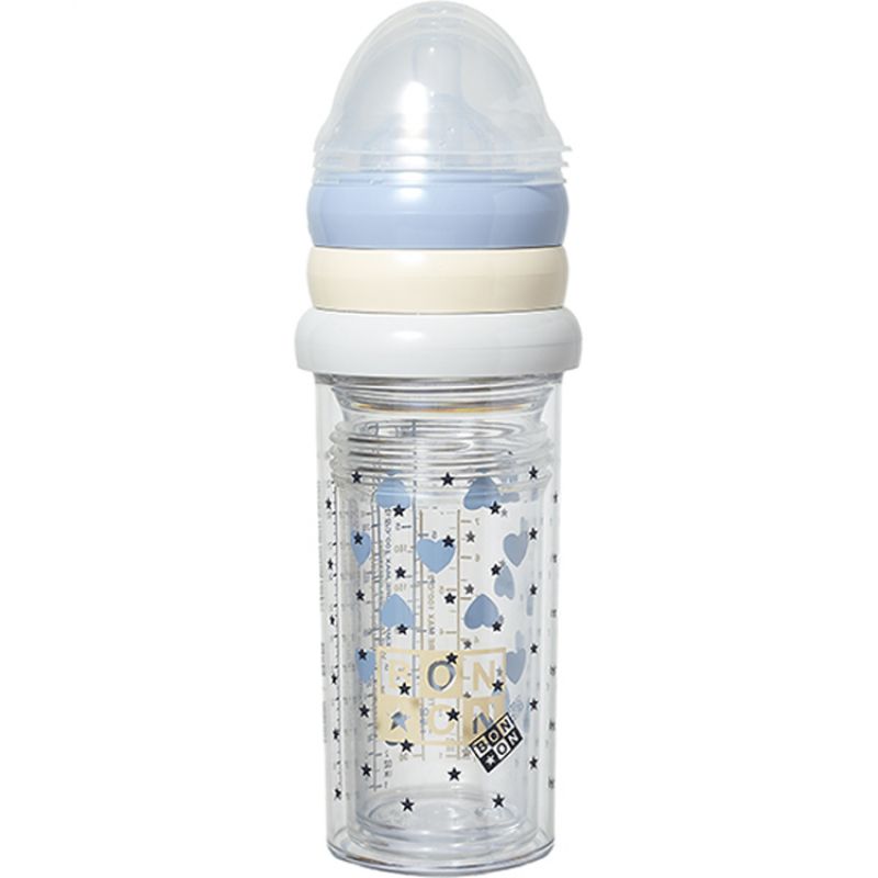 Lot 3 biberons coeurs bleus X BONTON (360 ml et 210 ml) Le Biberon Français