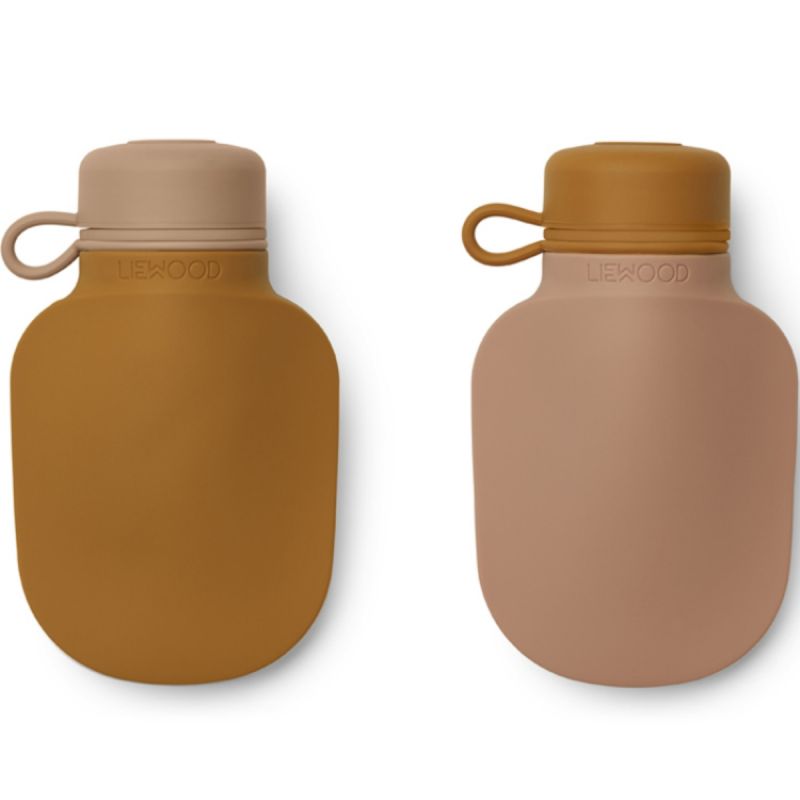Lot de 2 gourdes réutilisables Silvia Mustard dark rose mix (170 ml) Liewood