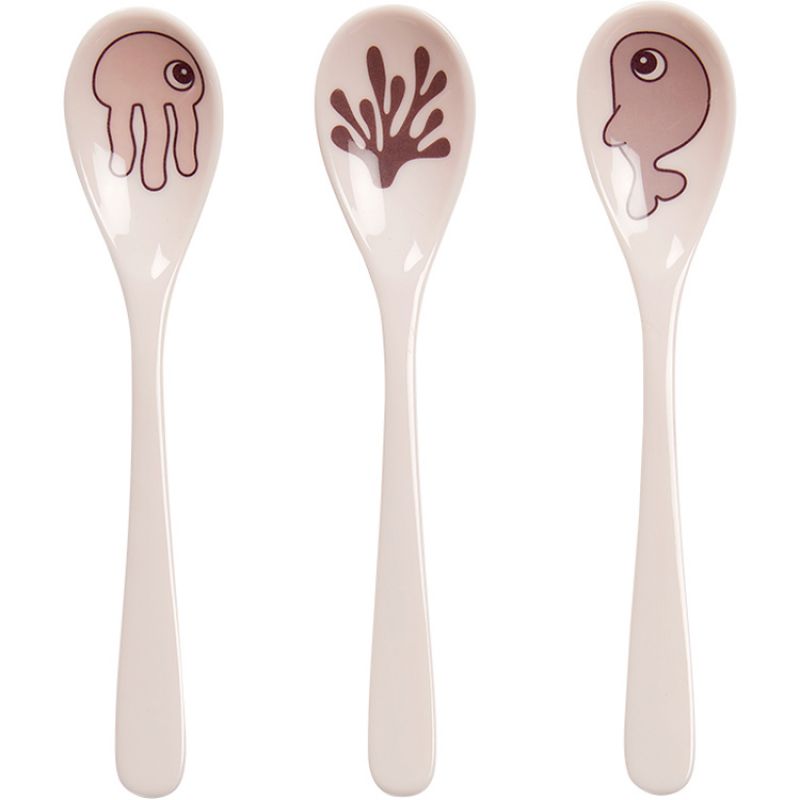 Lot de 3 cuillères Sea Friends rose Done by Deer