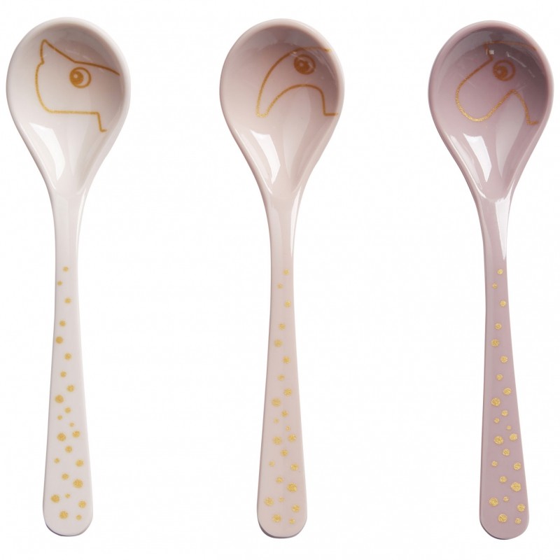 Lot de 3 cuillères Happy Dots rose et doré Done by Deer