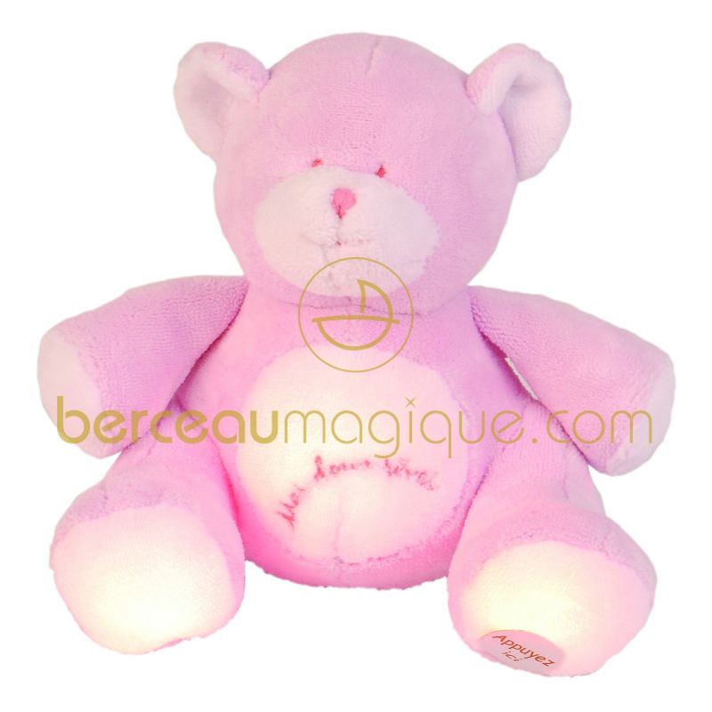 Veilleuse musicale ours rose Doudou et Compagnie