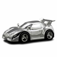 Tirelire Voiture de course personnalisable (métal argenté) - Daniel Crégut