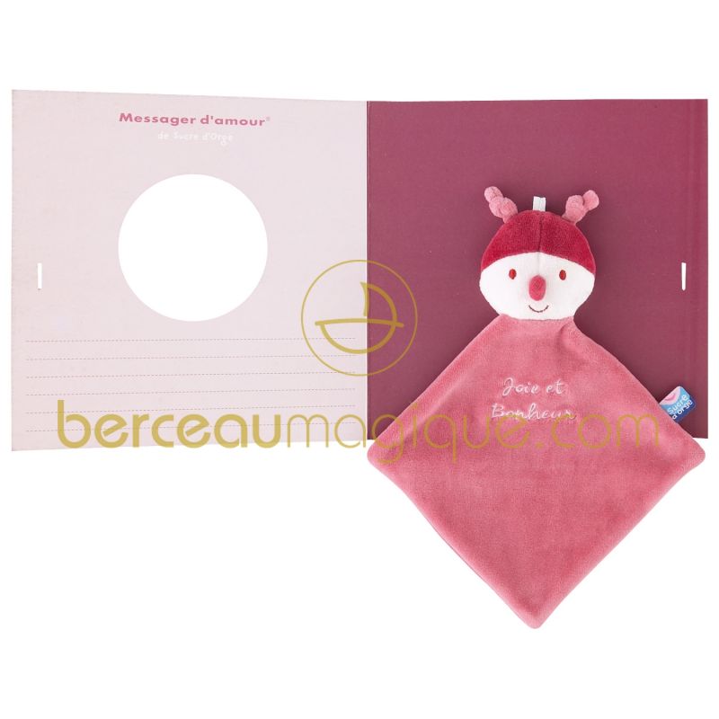 Doudou plat papillon avec carte Basiques Sucre d'orge