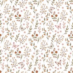 Papier peint Papillons et fleurs (50 cm x 10 m) - Lilipinso