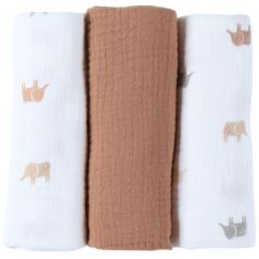 Lot de 3 langes Elephants (70 x 70 cm) - Noukie's