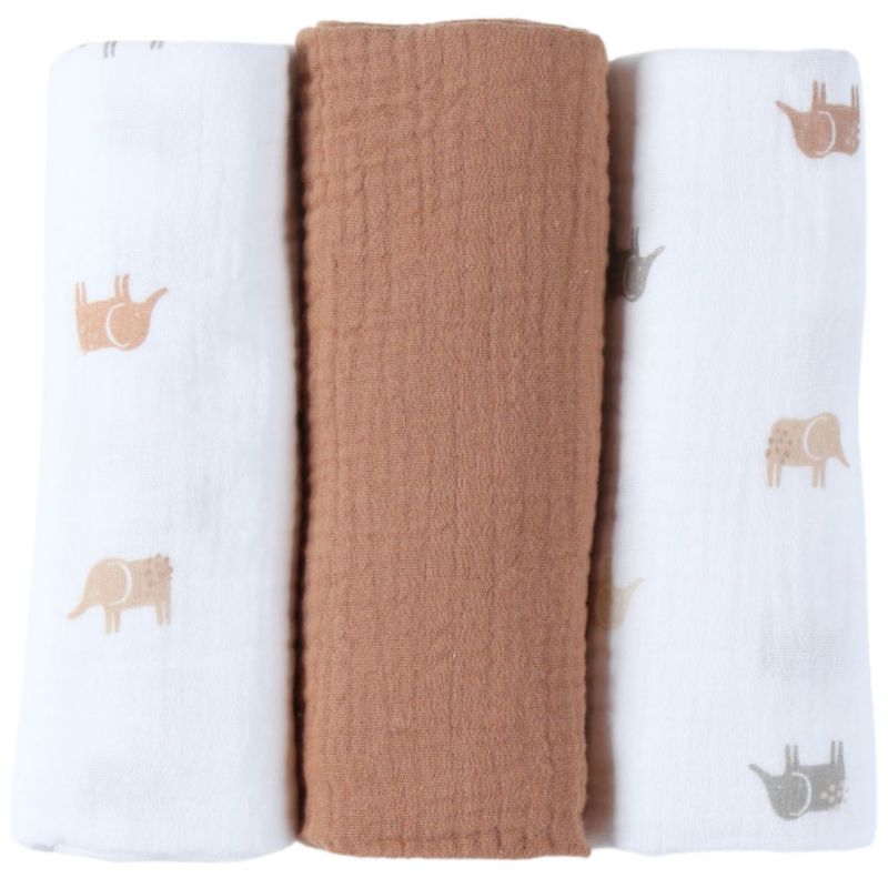 Lot de 3 langes Elephants (70 x 70 cm) Noukie's Produit 1