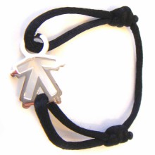 Bracelet cordon silhouette ajourée petit garçon 3,6 cm (argent 925°)  par Loupidou