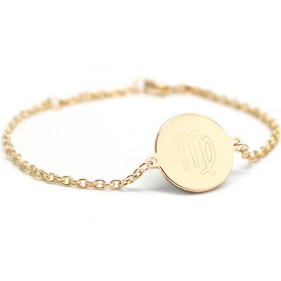 Bracelet chaîne médaille Vierge personnalisable (plaqué or)  par Petits trésors