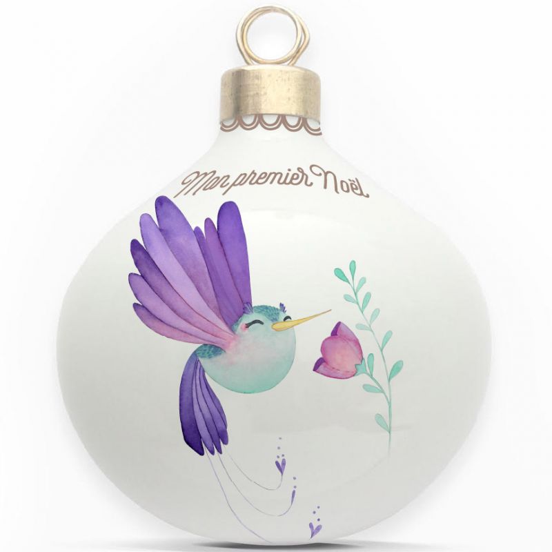 Boule en porcelaine Mon premier Noël Colibri Gaëlle Duval