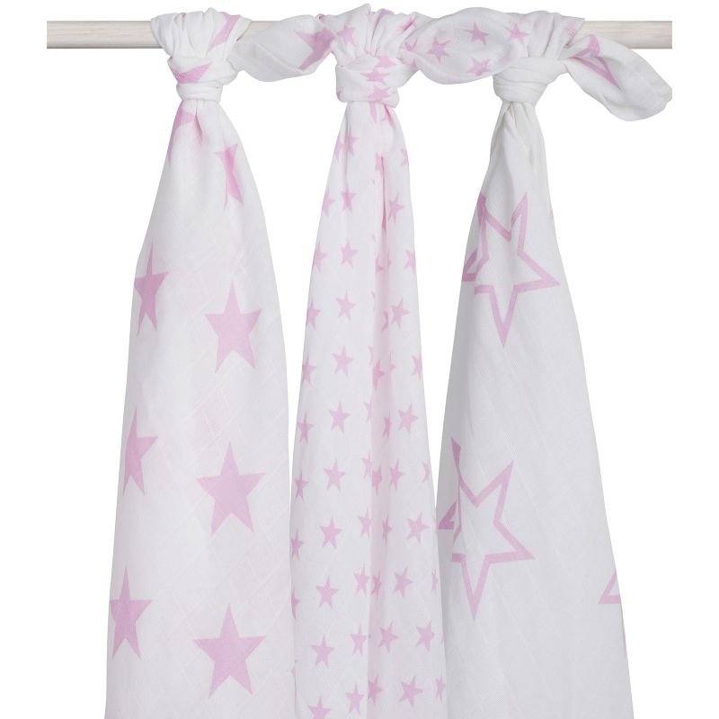 Lot de 3 maxi langes hydrophiles Little star étoile rose (115 x 115 cm) Jollein