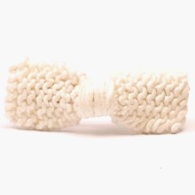 Barrette petit noeud tricoté main blanc (5 cm)  par Mamy Factory