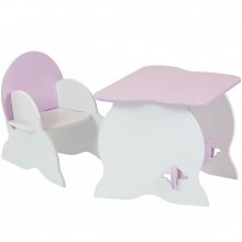 Ensemble bureau et chaise blanc et rose  par Room Studio