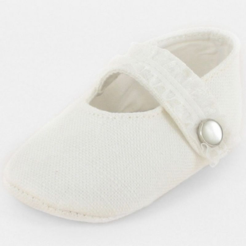 Chaussons bébé prestige ballerine Précieuse bouton nacre (0-6 mois) Le Petit Fils du cordonnier