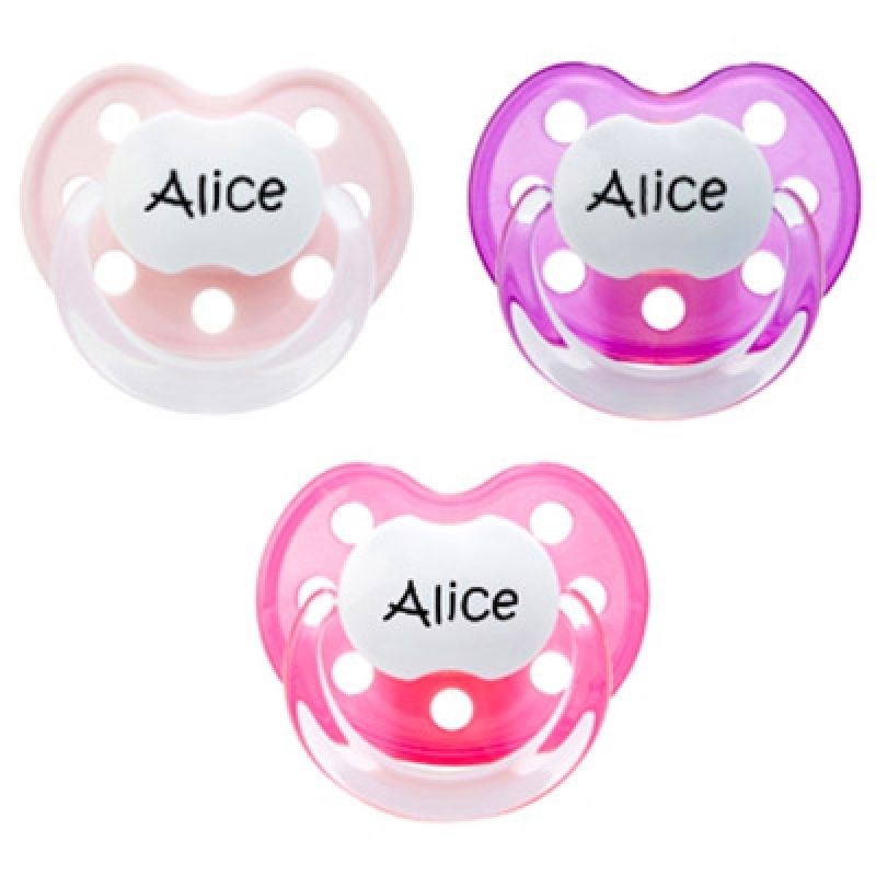 Lot de 3 sucettes personnalisables fille anatomiques Baby-nova Deluxe en silicone (3-36 mois) Baby Tute