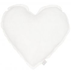 Coussin Coeur en lin Blanc (28 cm) - Cotton&Sweets